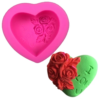 Širdies formos gėlių 3D Atvirkštinio cukraus liejimo minkštas pyragas silikono pelėsių muilo, žvakių, pyragai, bandelės, saldainiai priėmimo apdailos priemonė 0135